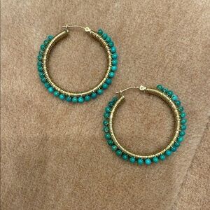 Elegant Gold and Turquoise Hoop Earrings